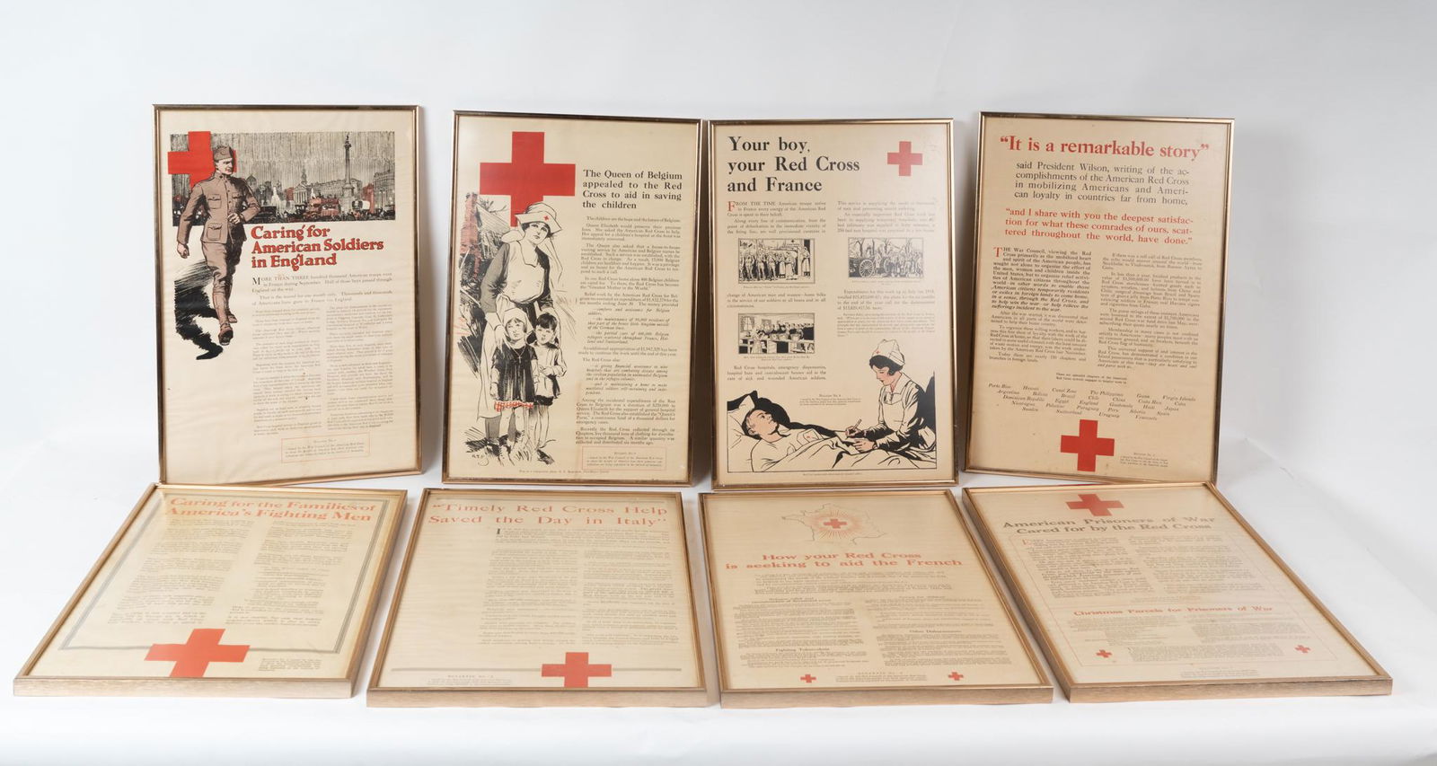 Lot of Eight WWI era Red Cross Framed Posters. (1 of 13)