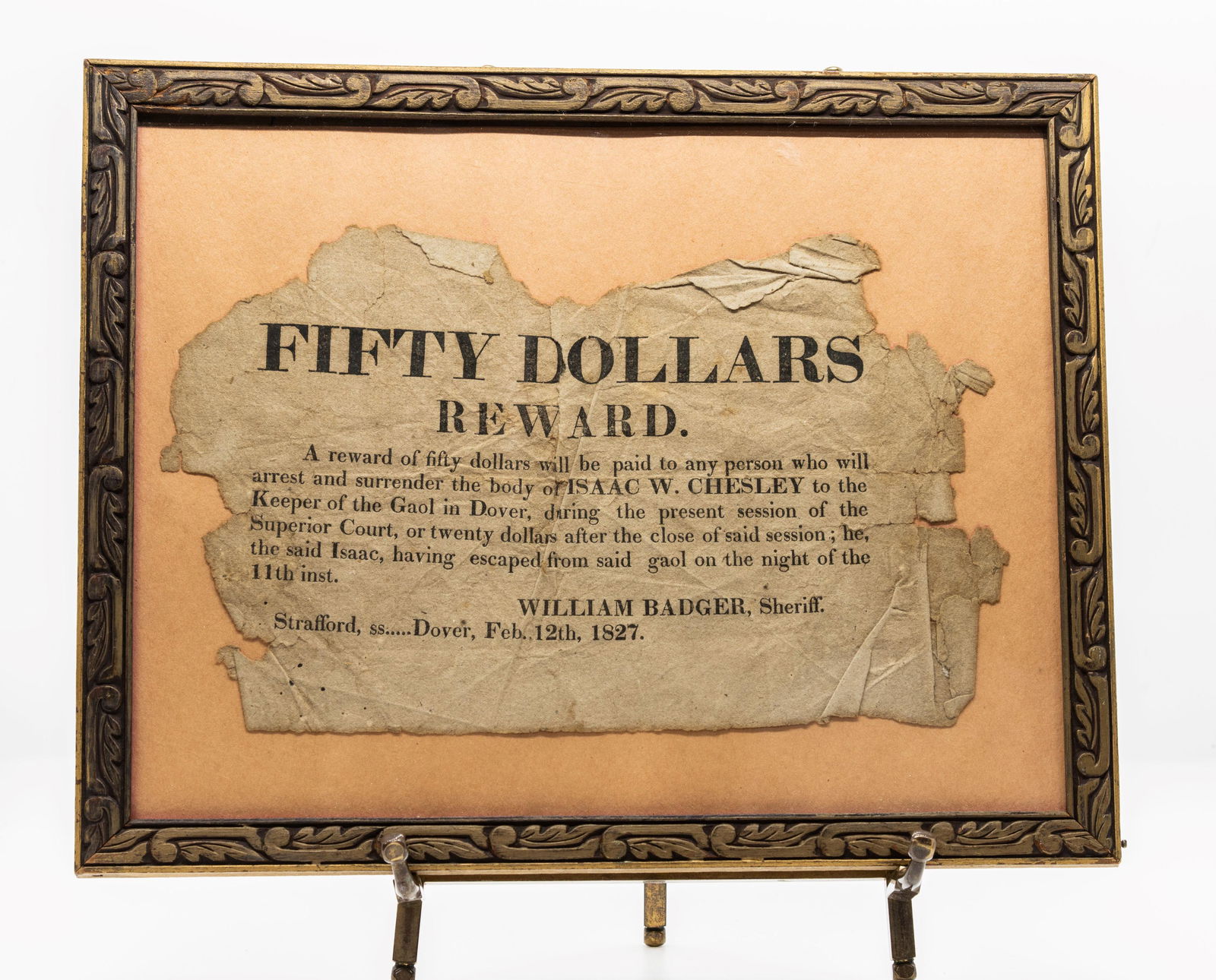 Original Reward Broadside Post from Dover New Hampshire. (1 of 4)