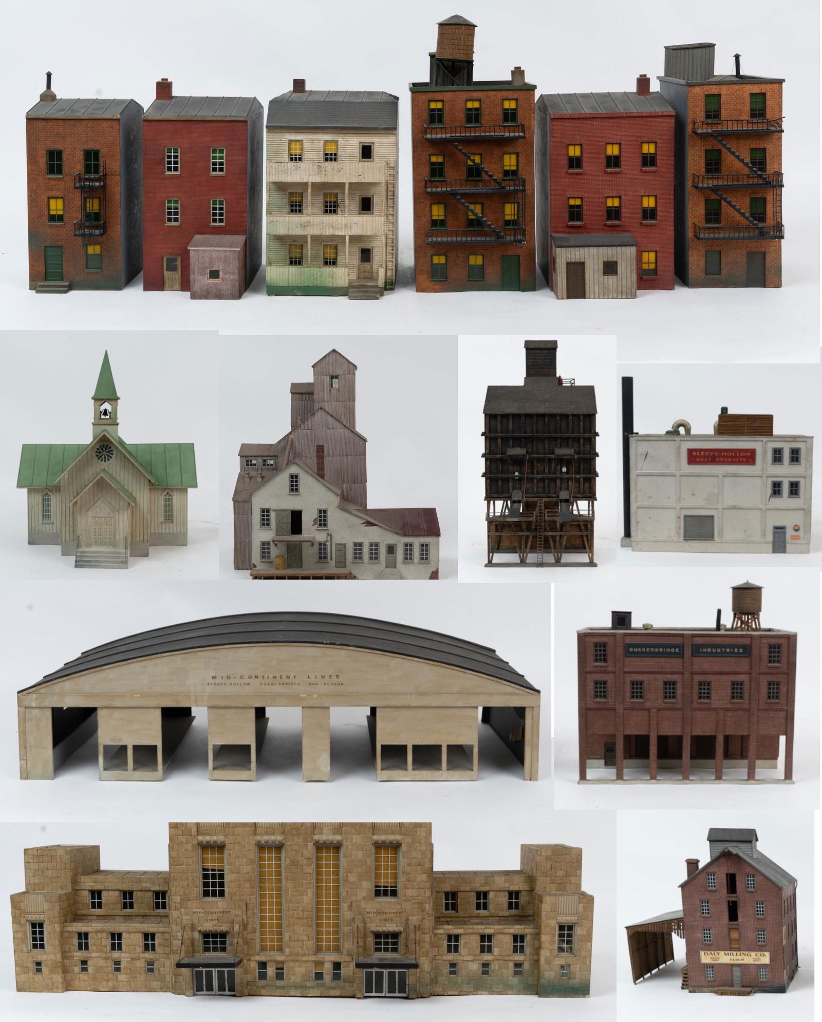 Lot of 14 Hand Made Vintage Train Display Buildings. (1 of 20)