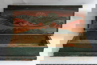 Antique 19th-C Pine Eagle Painted Work Box.