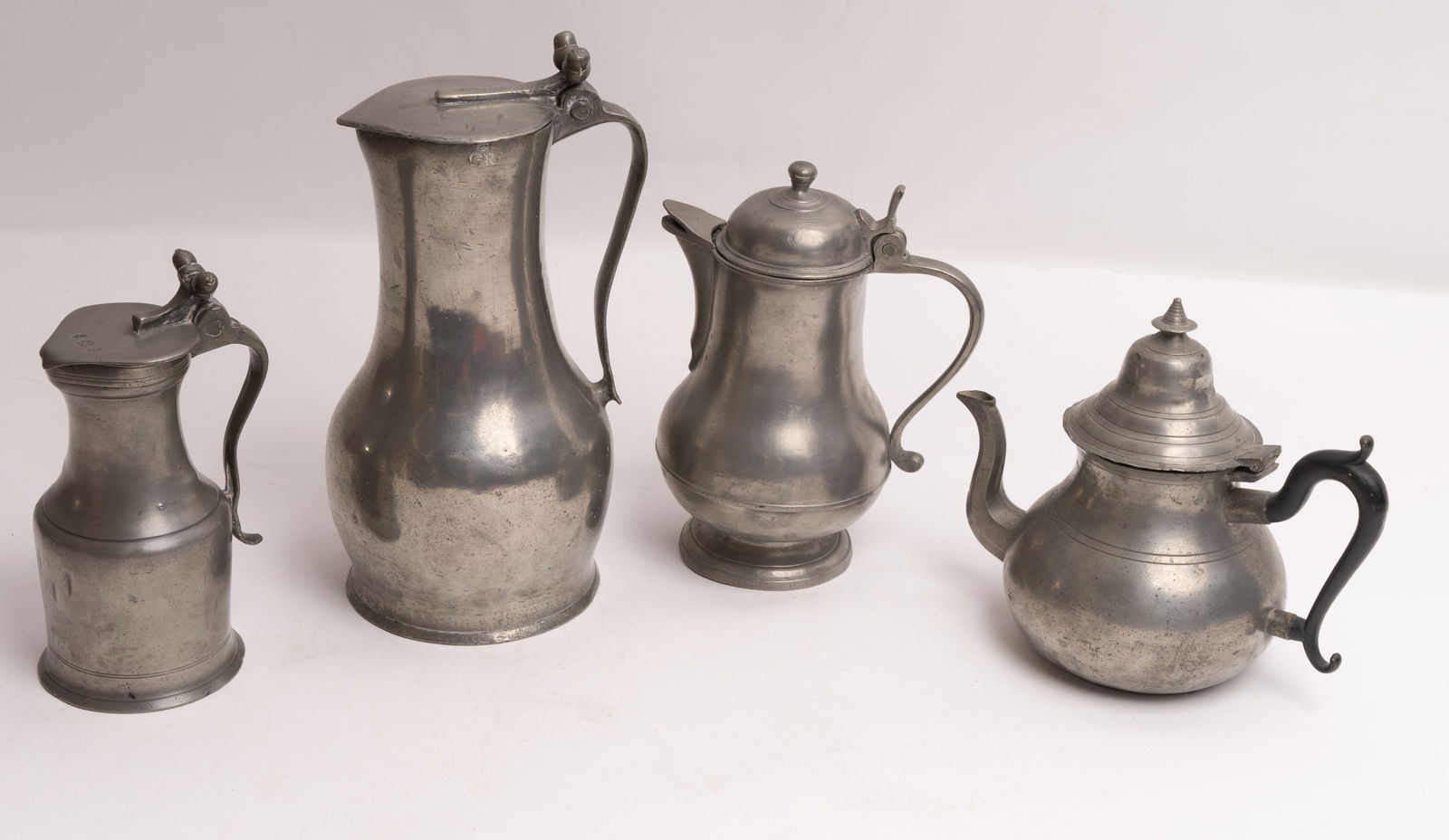 Lot of Four Colonial Antique Pewter Items. (1 of 9)