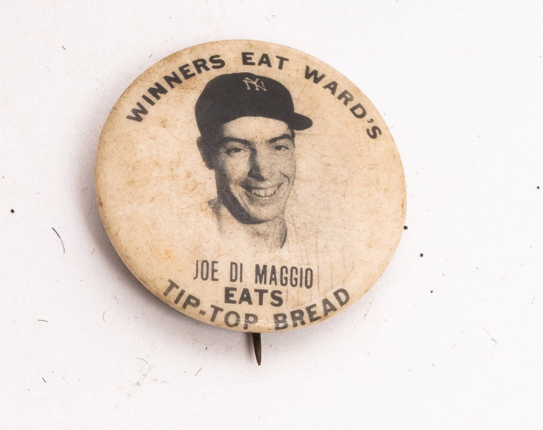 Original Joe Dimaggio Tip Top Bread Winners Pin. Auction