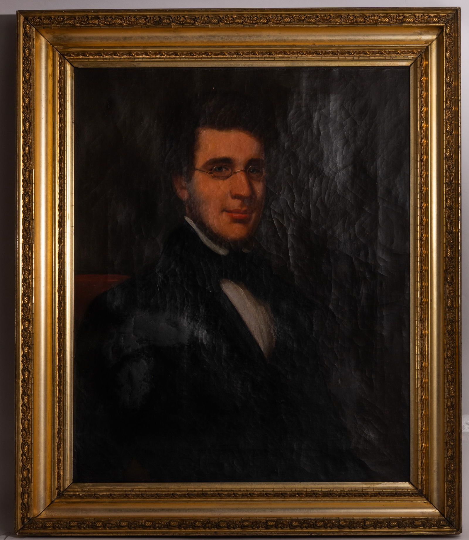 19th-C Portrait of Man with Glasses. (1 of 3)