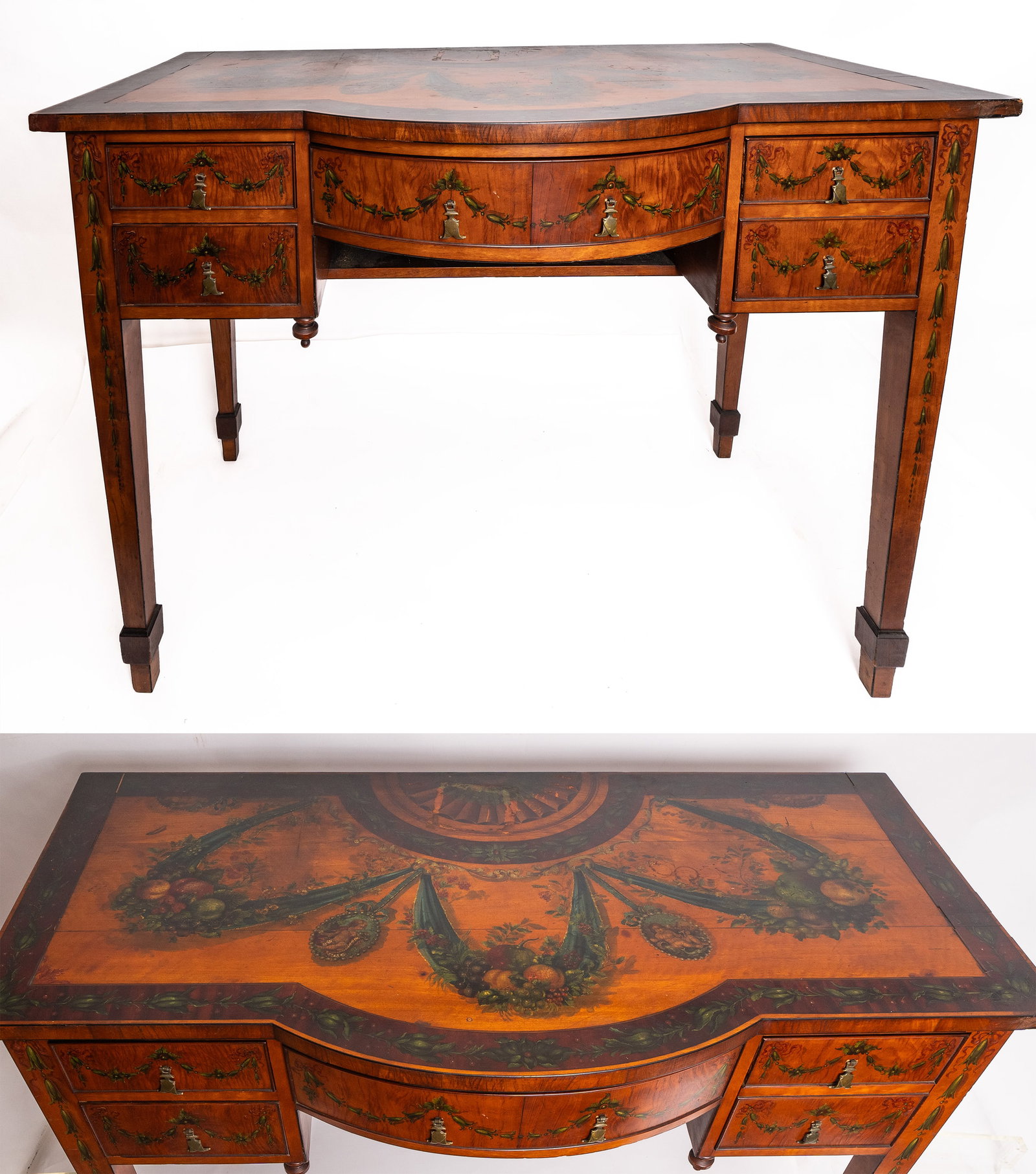 18th-C Adams Painted Decorated Small Dressing Table or Server. (1 of 13)