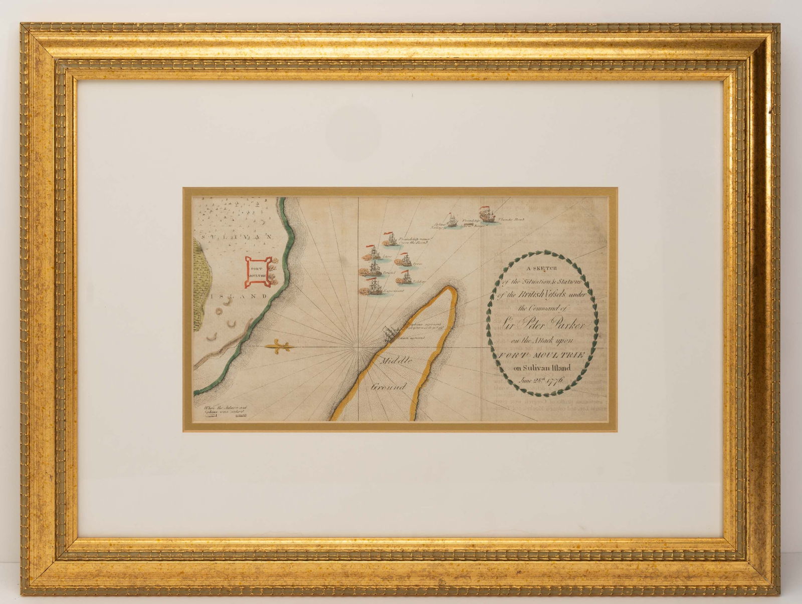 Revolutionary Era War Map of the Attack on Ft. Moultrie. (1 of 2)