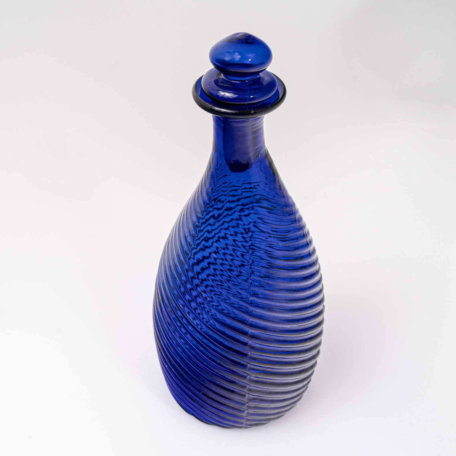 Blown Glass Three Piece Mold Toilet Water Bottle. (1 of 7)