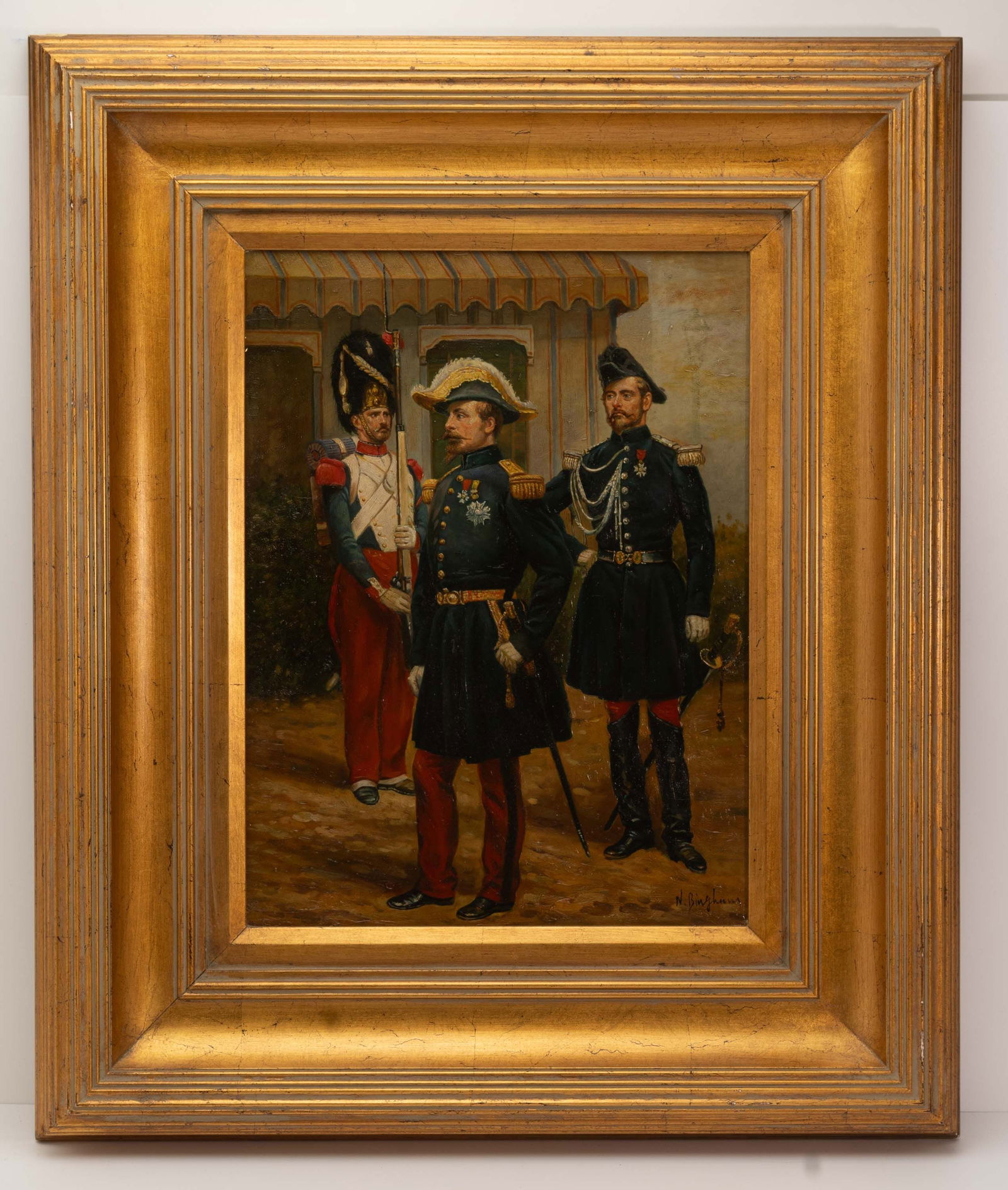Military Painting of Emperor Napoleon III Signed Bingham. (1 of 3)