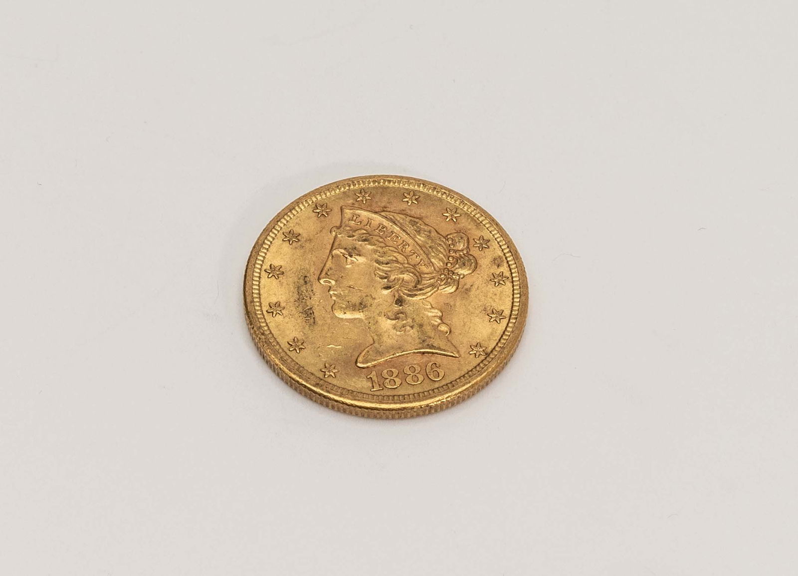 1886 S Gold Liberty Head 5 Dollar Coin. (1 of 2)