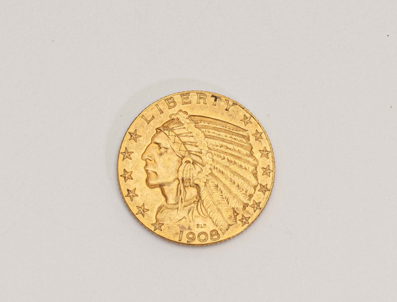 1908 BLP Gold Indian Head 5 Dollar Coin. (1 of 2)