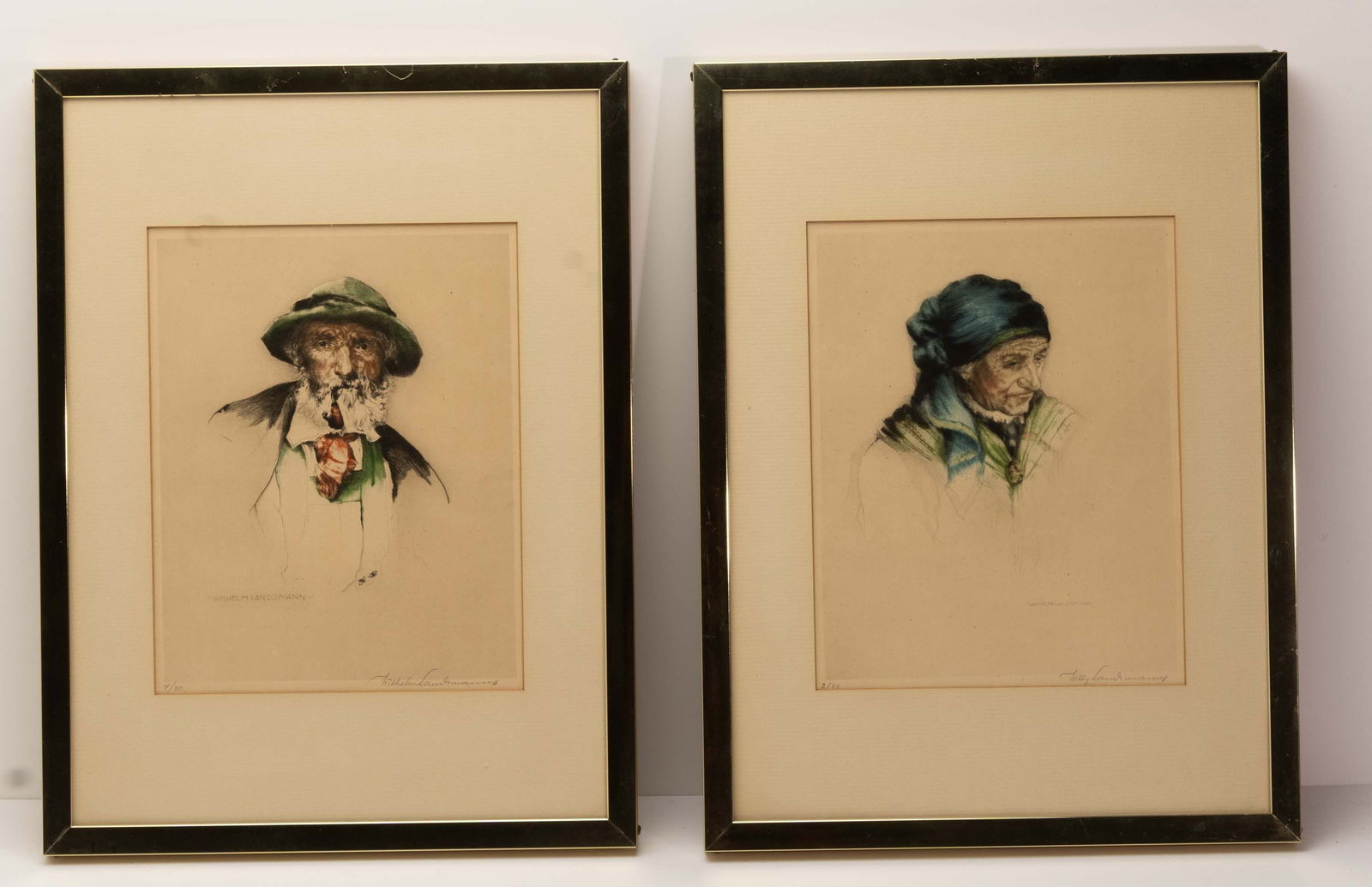 Pair of Original Wilhelm Landsmann Signed Etchings. (1 of 4)