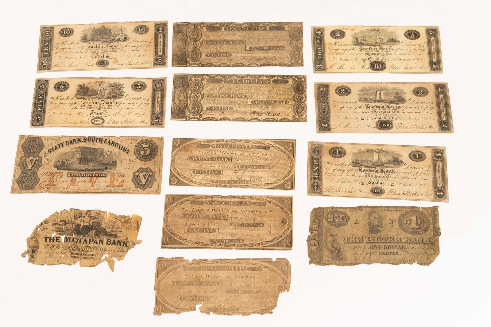 Lot of Thirteen 19th-C Bank Notes. (1 of 7)