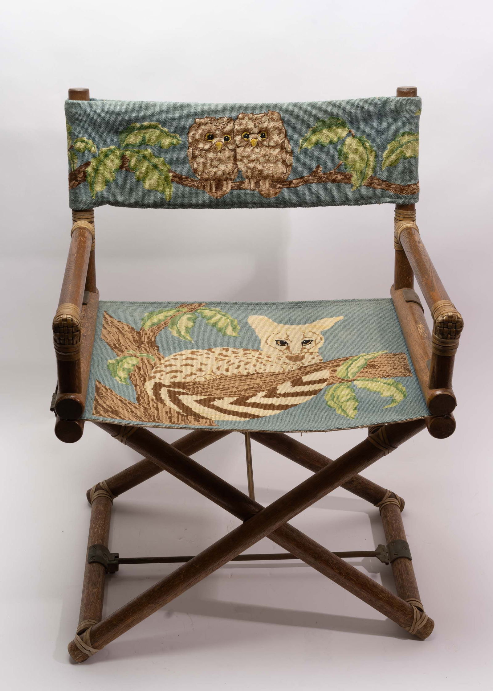 Vintage Custom Embroidered Cat and Owl Chair. (1 of 6)