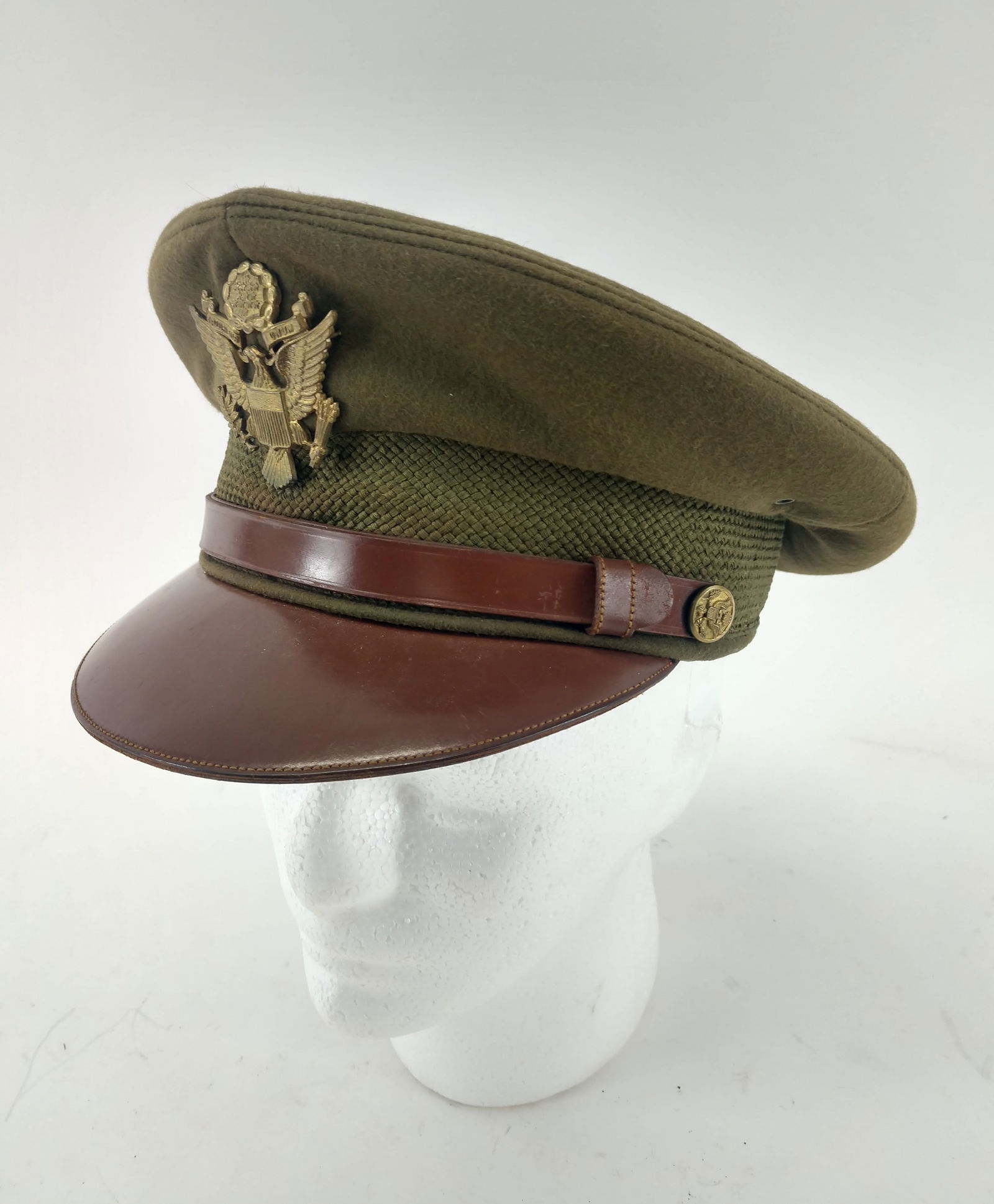 WWII U.S. Army Officer Visor Cap I'D. (1 of 11)