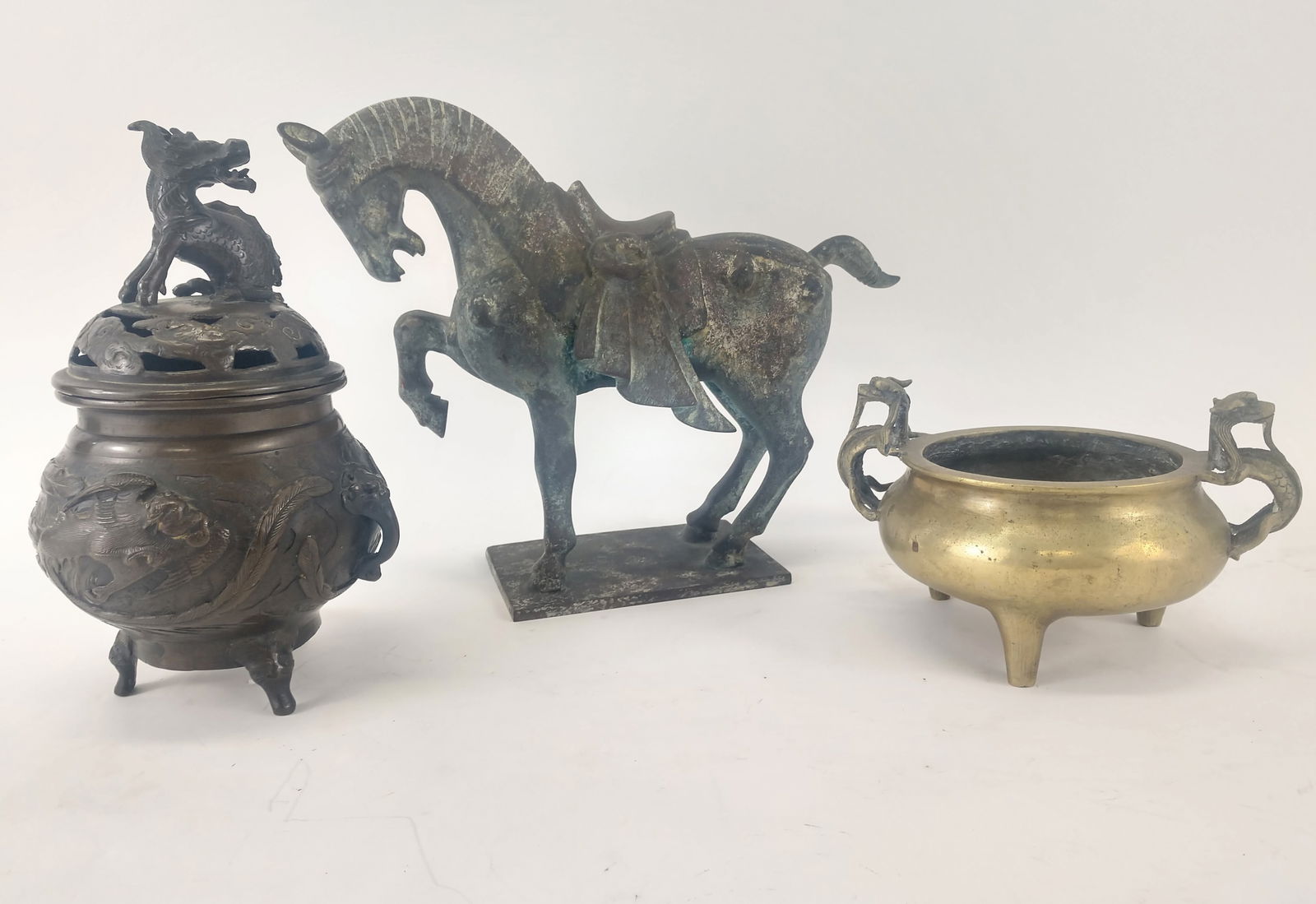 Three Chinese Asian Bronze Items. (1 of 14)