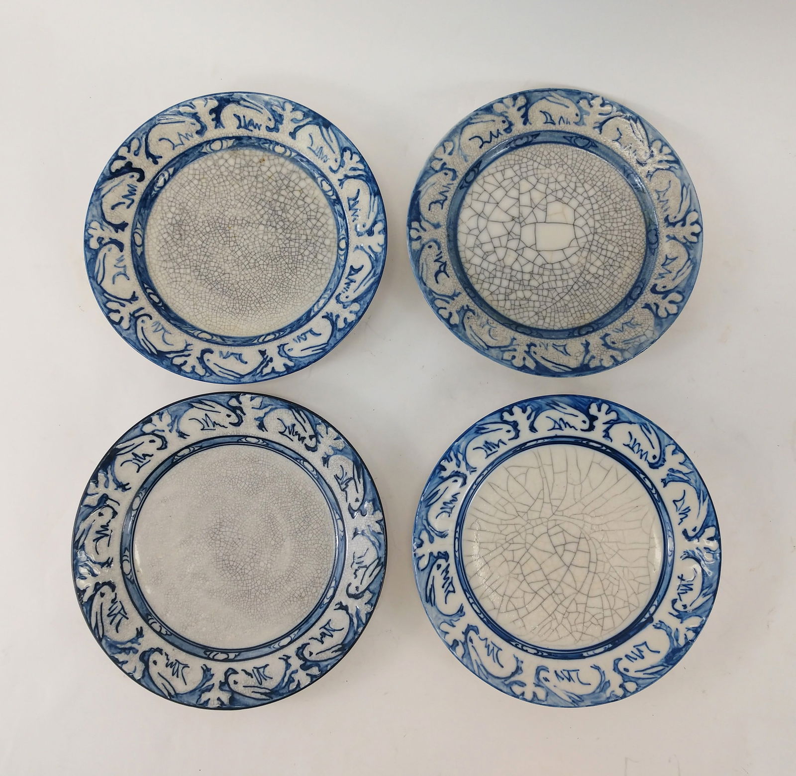 Grouping of Four Antique Dedham Pottery Plates. (1 of 11)