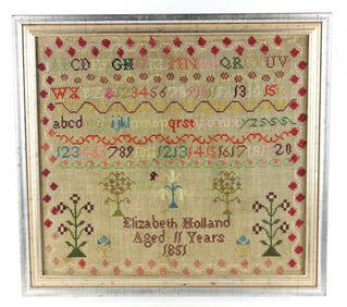 19C American Embroidered Sampler
