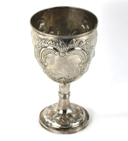 Crosby & Brown Coin Silver Leaf Goblet