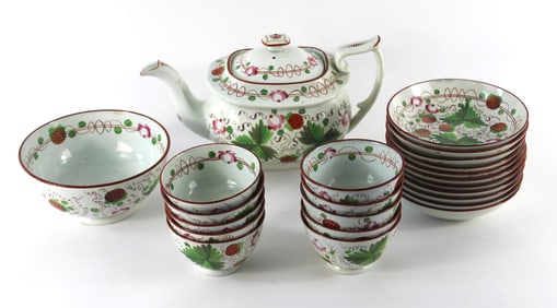 23PC Staffordshire Pearl Wear Strawberry Tea Set