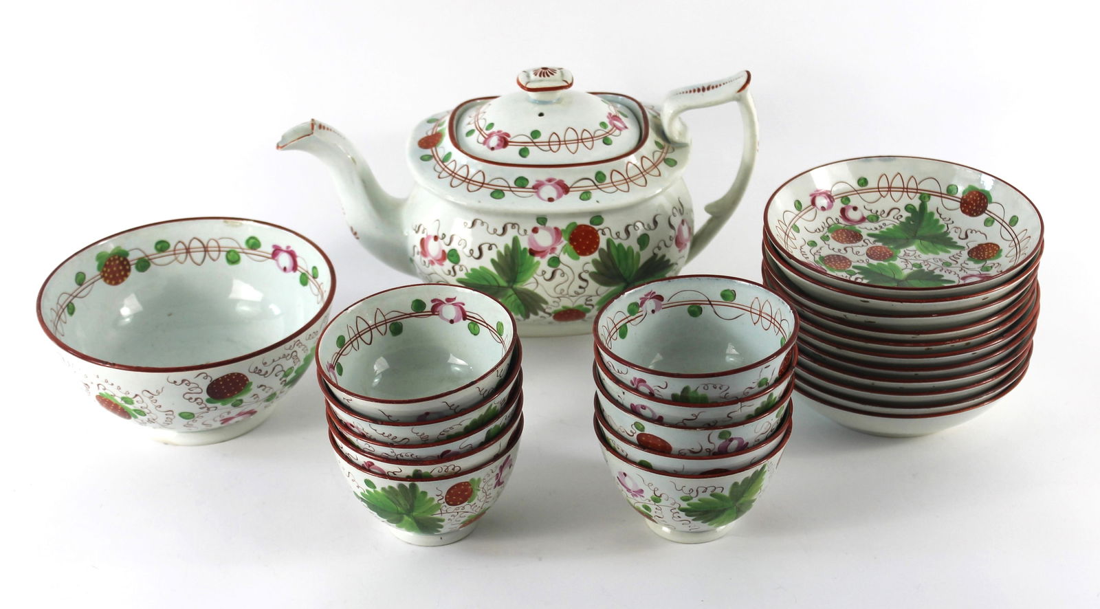 23PC Staffordshire Pearl Wear Strawberry Tea Set (1 of 10)