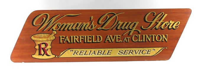 Woman's Drug Store Pharmacy Advertising Sign