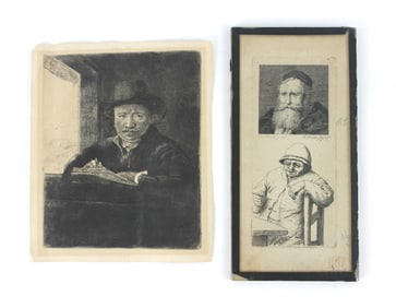 2PC Aft. Rembrandt & Ostade Etchings