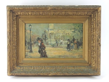 S. L. Girard Parisian Street Scene Painting