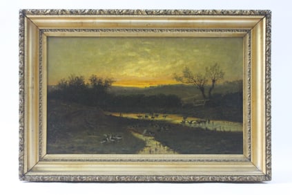 Albert Borris Duck Pond Landscape Painting