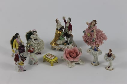 10PC Dresden & Other Continental Figures