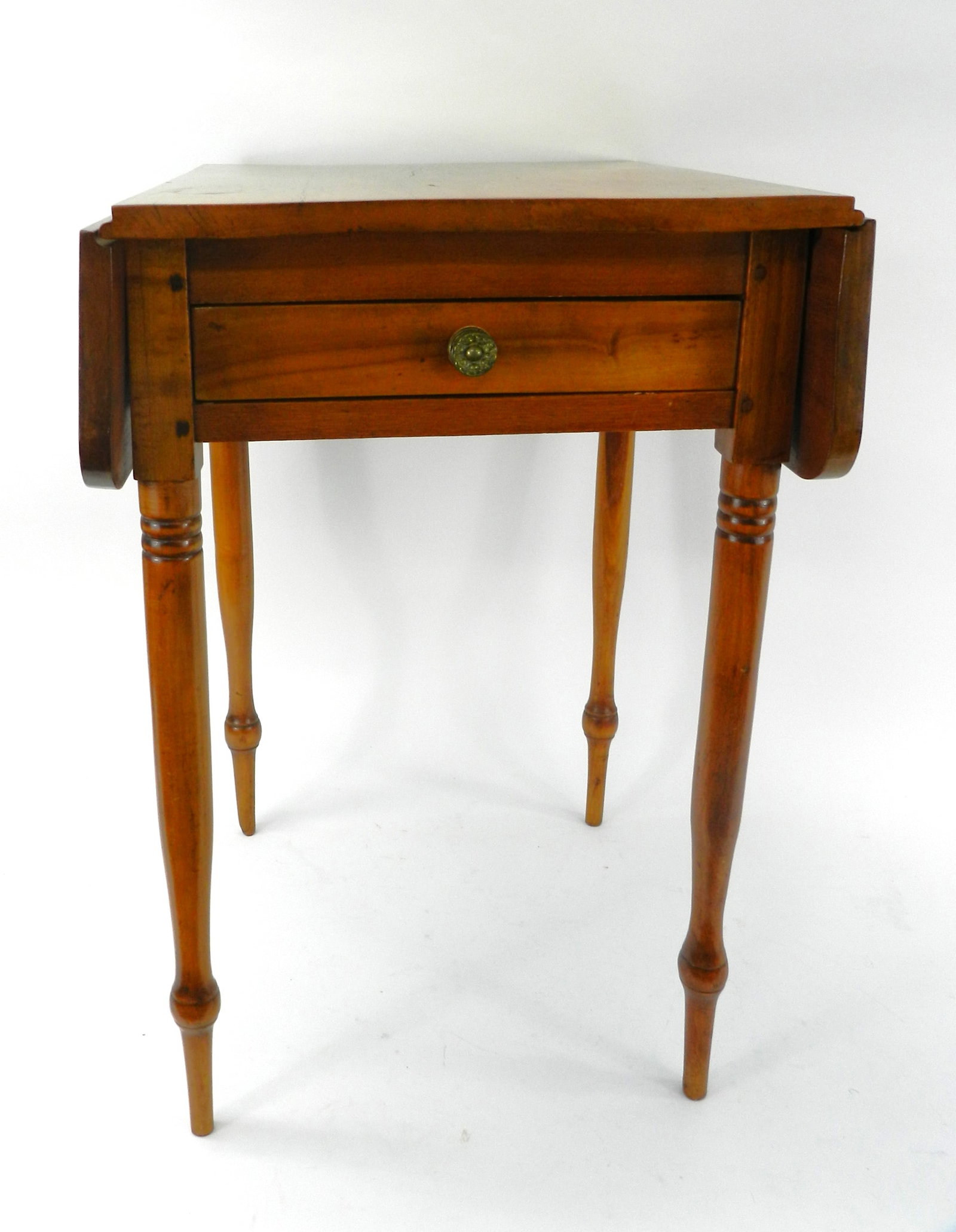 Turned Leg 1 Drawer Drop Leaf Side Work Table (1 of 13)