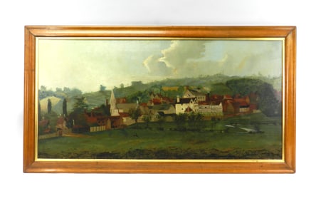 LG 19C Village Painting Signed Tessier