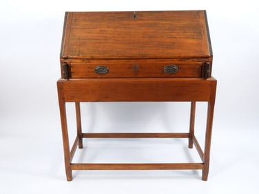 18-19th C Hepplewhite Pine Desk On Stand