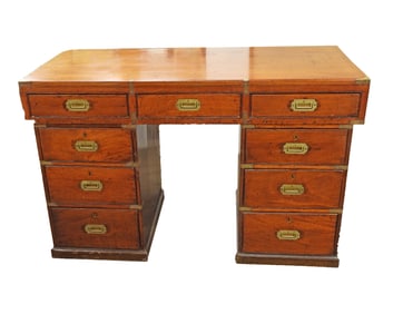 19C Brass Mounted Campaign Desk