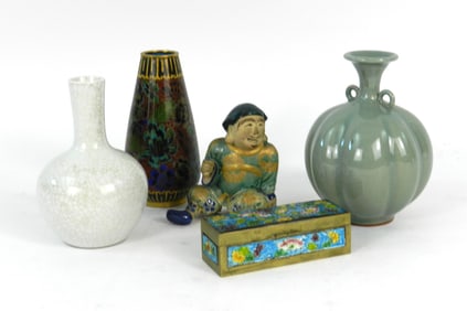 5PC Asian Vases & Other Items