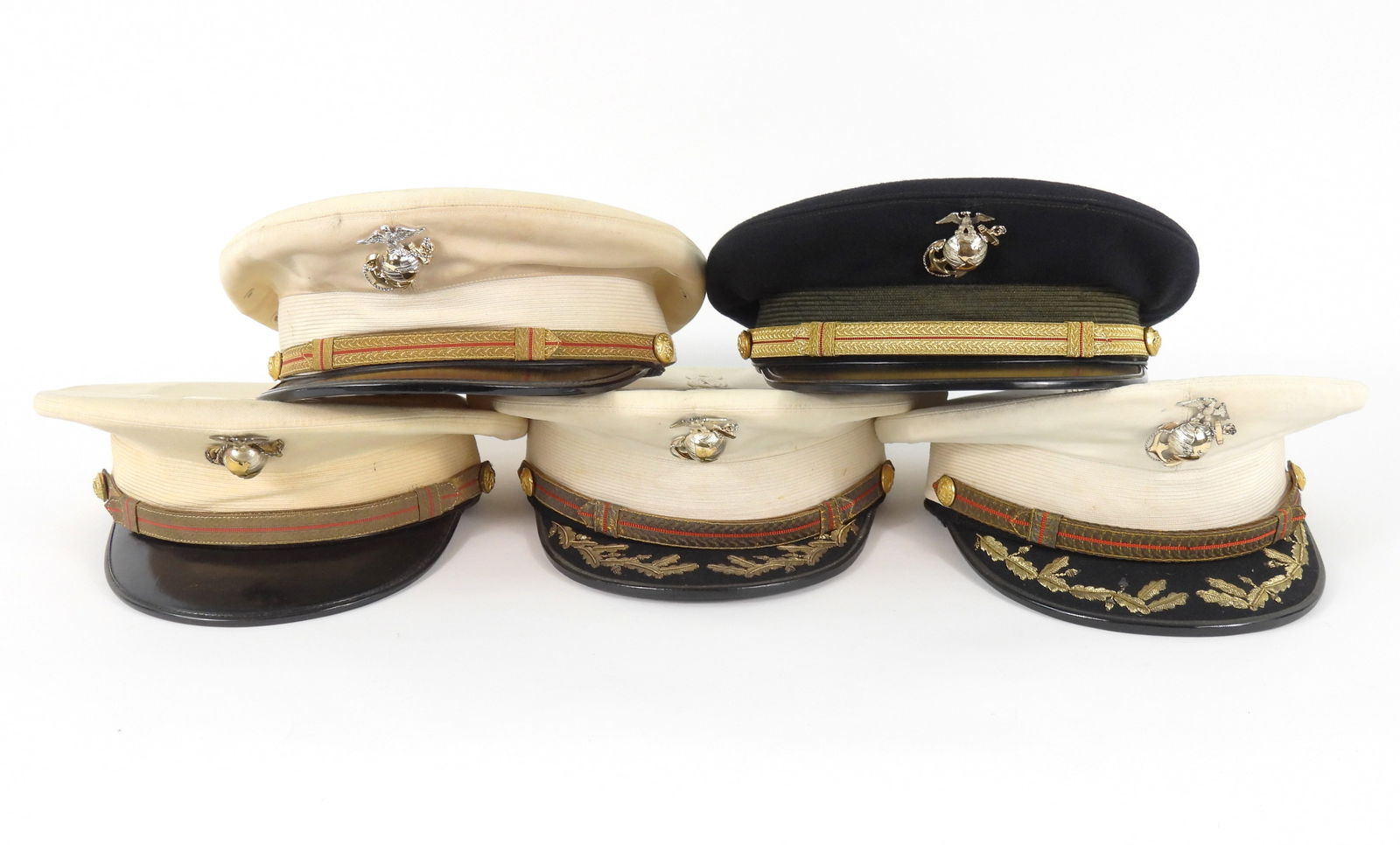Group of Five USMC Officer's Visor Caps (1 of 8)