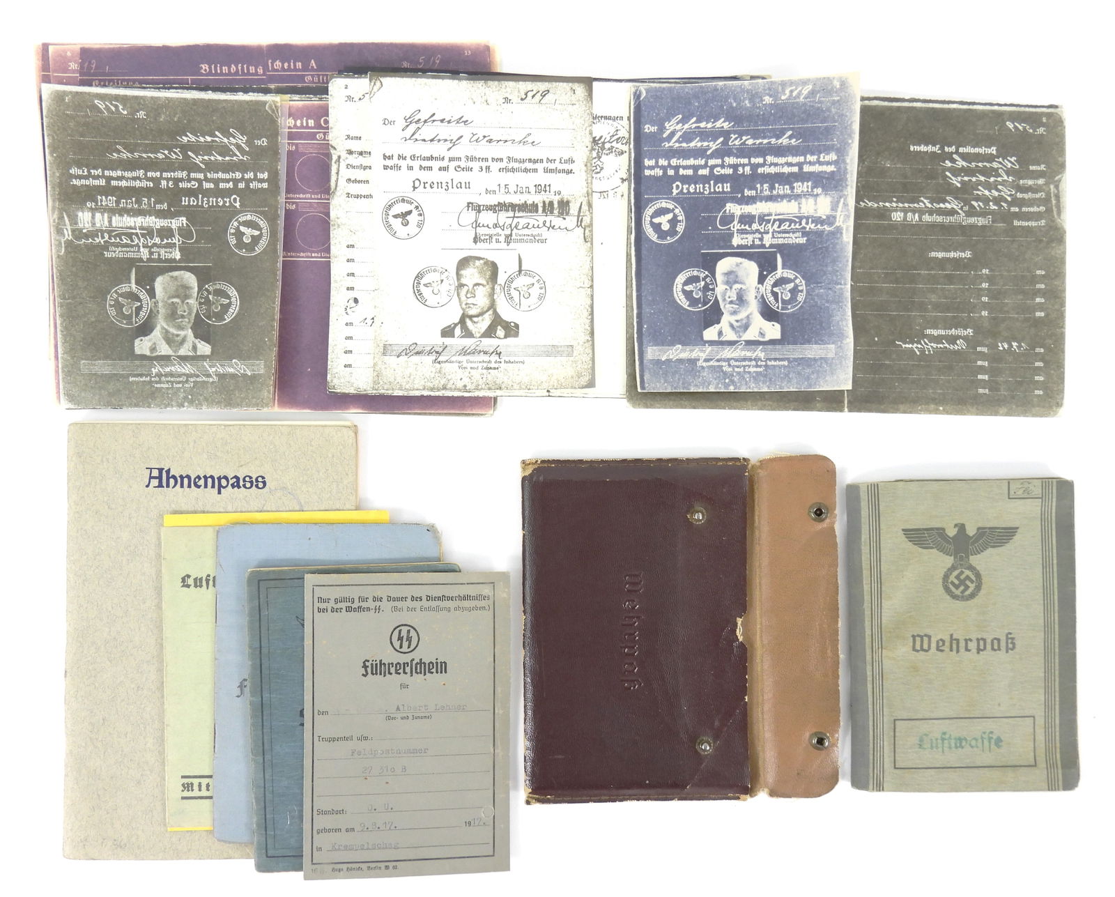 Group of WWII German Luftwaffe and SS Documents (1 of 11)