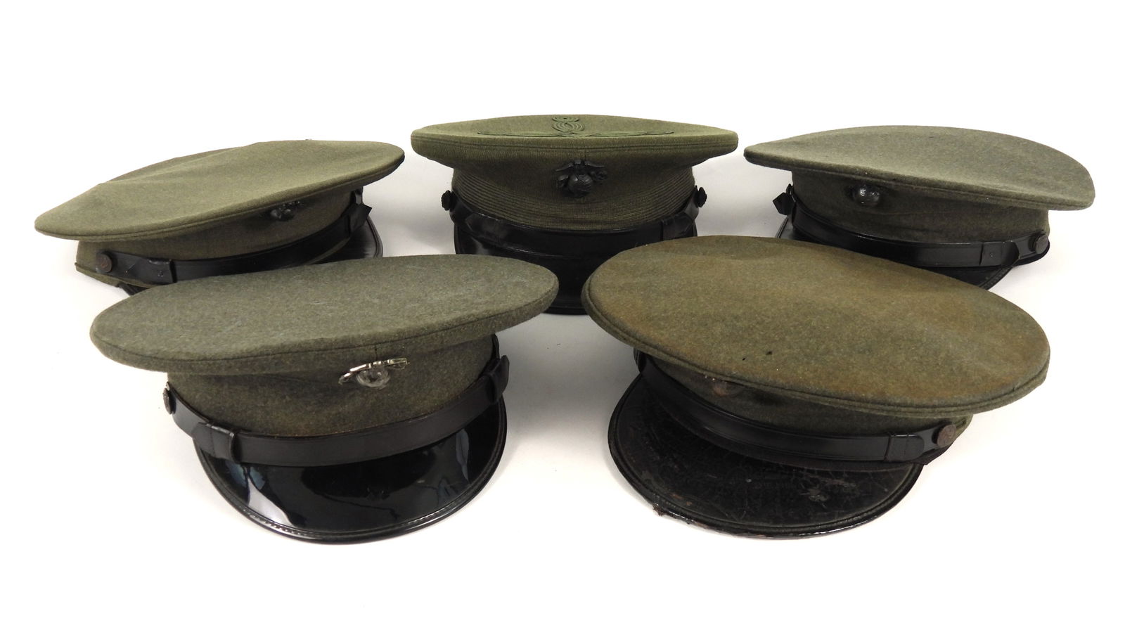 Five USMC Green Visor Caps (1 of 11)
