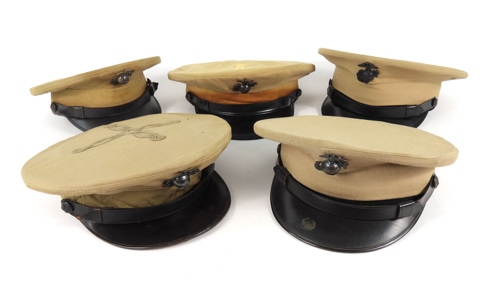 Five USMC Tan Visor Caps (1 of 12)