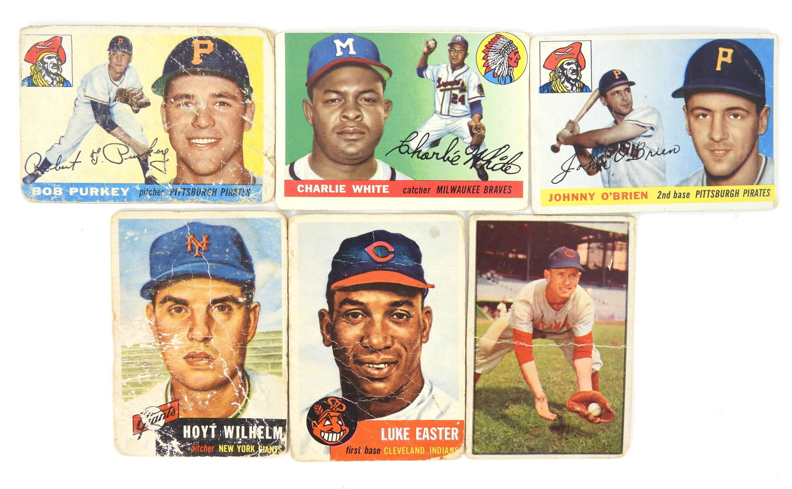 6PC Topps 1953 1955 Baseball Trading Cards (1 of 2)