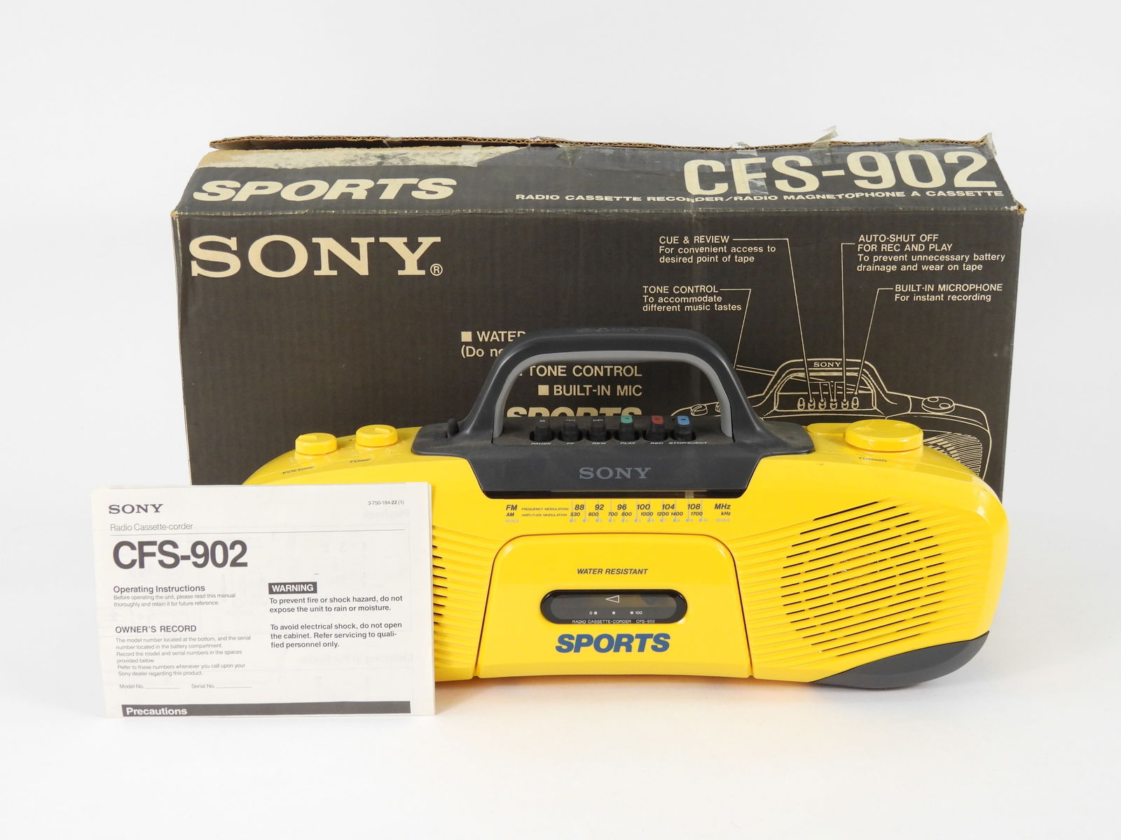 Yellow Sony CFS-902 AM FM Cassette Radio (1 of 5)