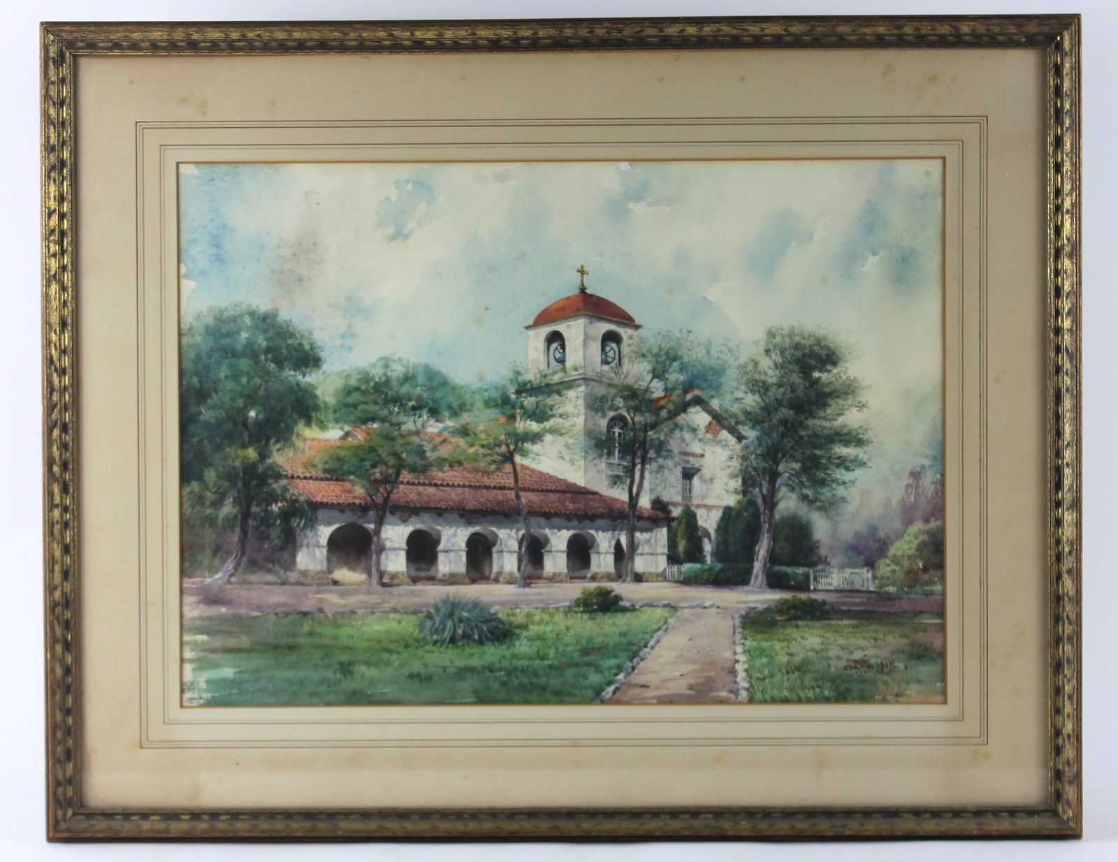 California Mission Church Landscape WC Painting (1 of 10)