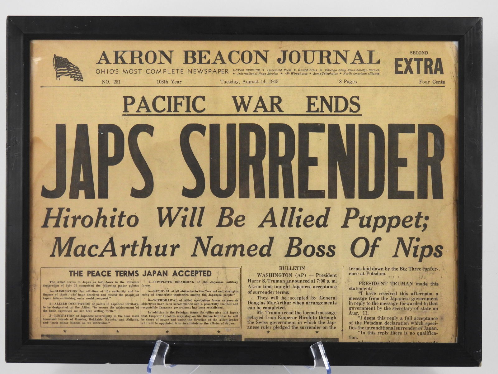 WWII Japanese Surrender Newspaper (1 of 3)