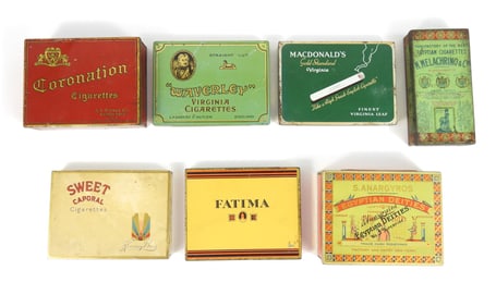 7PC Assorted Vintage American Cigarette Tins
