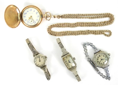 4PC Antique Waltham Elgin & Other Watches