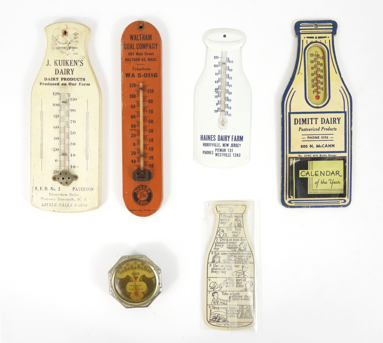 6PC Vintage Dairy & Coal Company Thermometers (1 of 4)