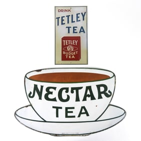 2PC Nectar Tea & Tetley Tea Signs