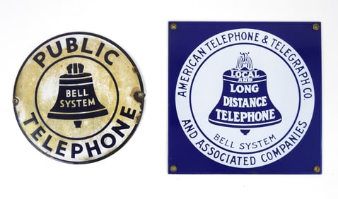 2PC Bell System Public & Long Distance Signs