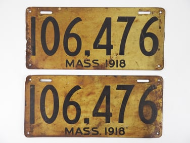 PR 1918 Massachusetts License Plates