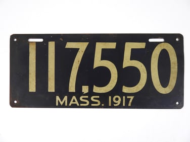 1917 Massachusetts License Plate