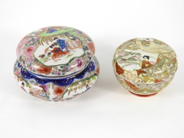 2PC Japanese Porcelain Powder Jars