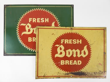 2PC Vintage Bond Bread Tin Advertising Signs
